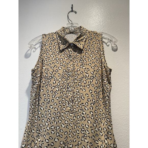 J. McLaughlin Size Small Animal Print Catalina Cloth Sleeveless Shirt Dress READ - Picture 2 of 7